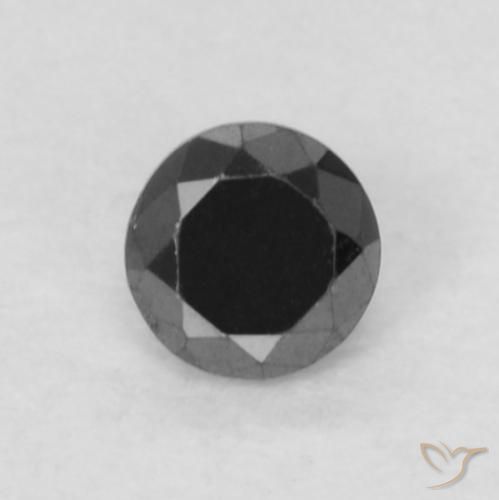 0.06ct Натуральный Черный Бриллиант, Круглый, Непрозрачный