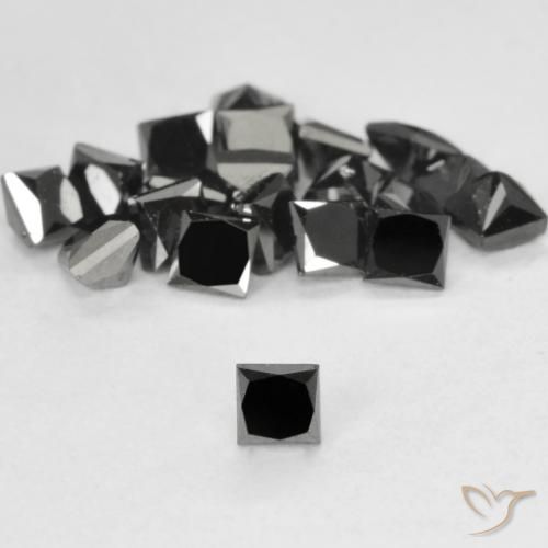 0.12ct Натуральный Черный Бриллиант, Квадрат, Непрозрачный