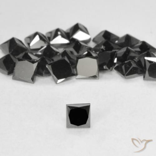 0.13ct Натуральный Черный Бриллиант, Квадрат, Непрозрачный