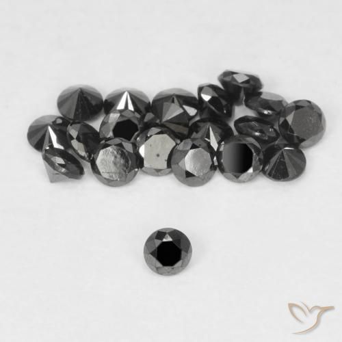 0.03ct Натуральный Черный Бриллиант, Круглый, Непрозрачный