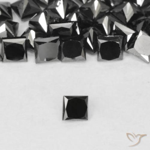 0.10ct Натуральный Черный Бриллиант, Квадрат, Непрозрачный