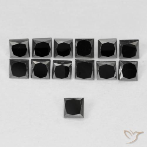 0.11ct Натуральный Черный Бриллиант, Квадрат, Непрозрачный