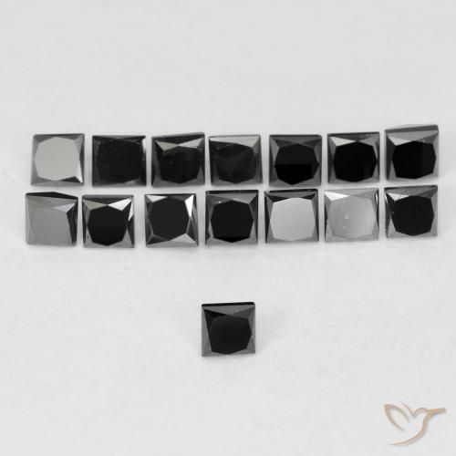 0.09ct Натуральный Черный Бриллиант, Квадрат, Непрозрачный