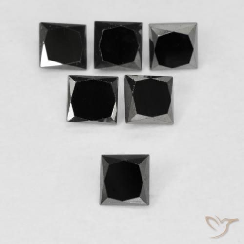0.13ct Натуральный Черный Бриллиант, Квадрат, Непрозрачный