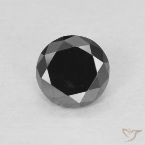 0.13ct Натуральный Черный Бриллиант, Круглый, Непрозрачный