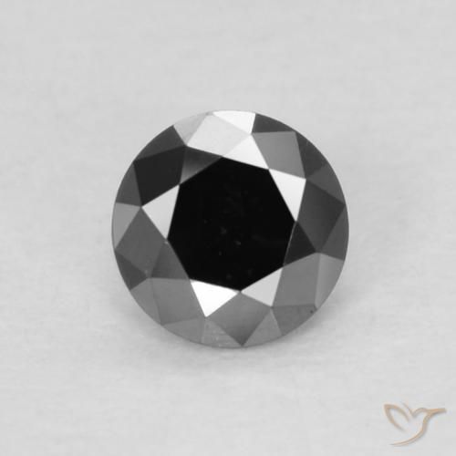 0.12ct Натуральный Черный Бриллиант, Круглый, Непрозрачный