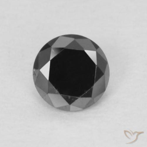 0.13ct Натуральный Черный Бриллиант, Круглый, Непрозрачный