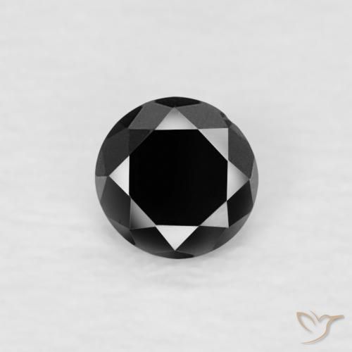 0.08ct Натуральный Черный Бриллиант, Круглый, Непрозрачный