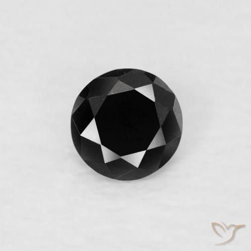 0.07ct Натуральный Черный Бриллиант, Круглый, Непрозрачный