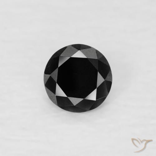 0.07ct Натуральный Черный Бриллиант, Круглый, Непрозрачный