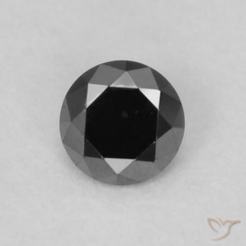 0.07ct Натуральный Черный Бриллиант, Круглый, Непрозрачный