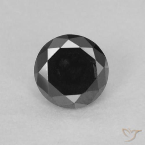 0.07ct Натуральный Черный Бриллиант, Круглый, Непрозрачный