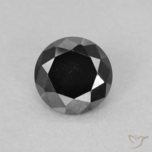 0.07ct Натуральный Черный Бриллиант, Круглый, Непрозрачный