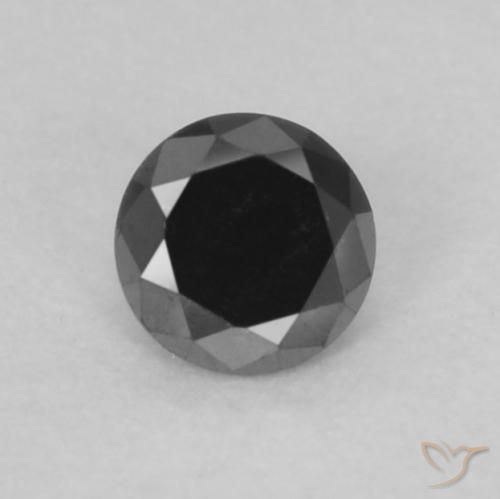 0.08ct Натуральный Черный Бриллиант, Круглый, Непрозрачный
