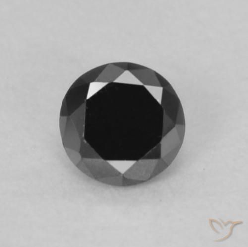 0.07ct Натуральный Черный Бриллиант, Круглый, Непрозрачный
