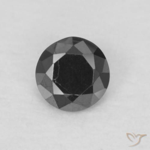 0.06ct Натуральный Черный Бриллиант, Круглый, Непрозрачный