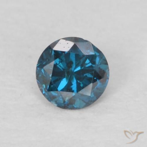 0.07ct Натуральный Синий / Голубой Бриллиант, Круглый, VS-SI
