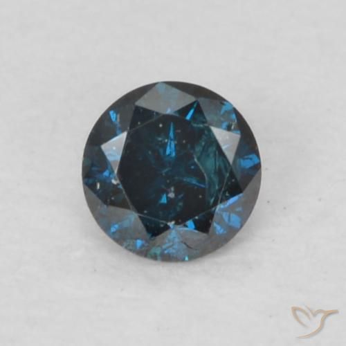0.07ct Натуральный Синий / Голубой Бриллиант, Круглый, VS-SI