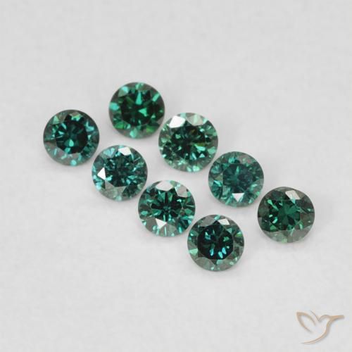 0.02ct Натуральный Зеленый Бриллиант, Круглый, VVS-VS