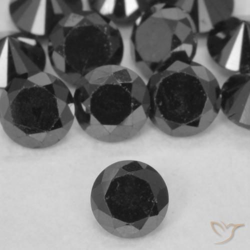 0.11ct Натуральный Черный Бриллиант, Круглый, Непрозрачный