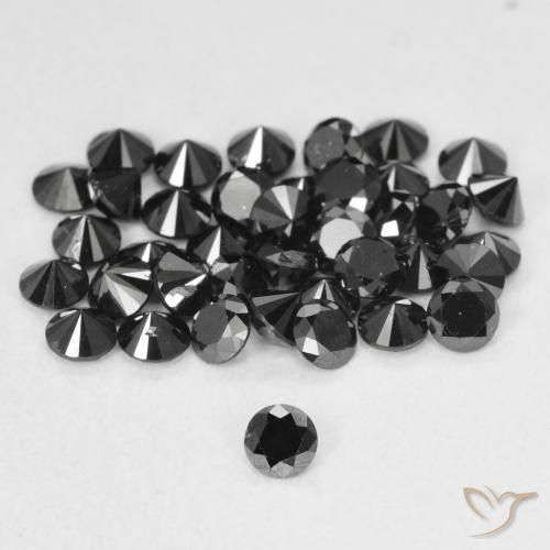 0.07ct Натуральный Черный Бриллиант, Круглый, Непрозрачный