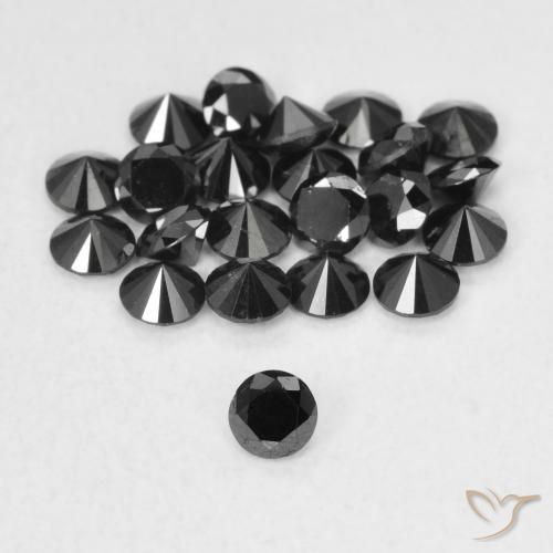 0.07ct Натуральный Черный Бриллиант, Круглый, Непрозрачный