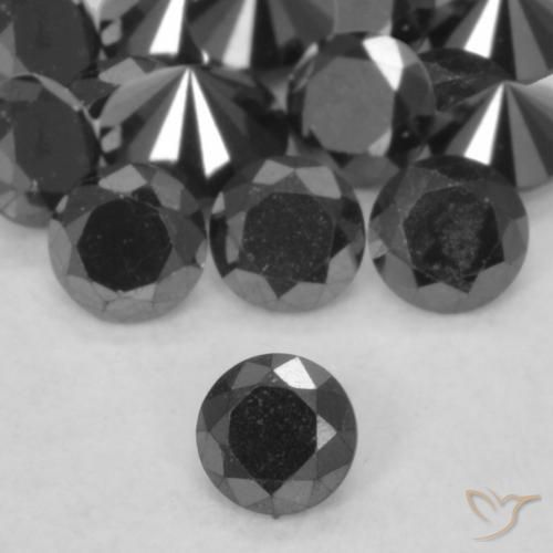 0.06ct Натуральный Черный Бриллиант, Круглый, Непрозрачный
