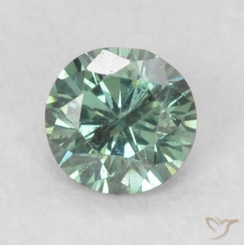 0.09ct Натуральный Мятно-зеленый Бриллиант, Круглый, SI