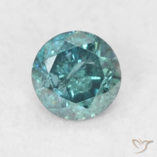0.06ct Натуральный Синий / Голубой Бриллиант, Круглый, SI