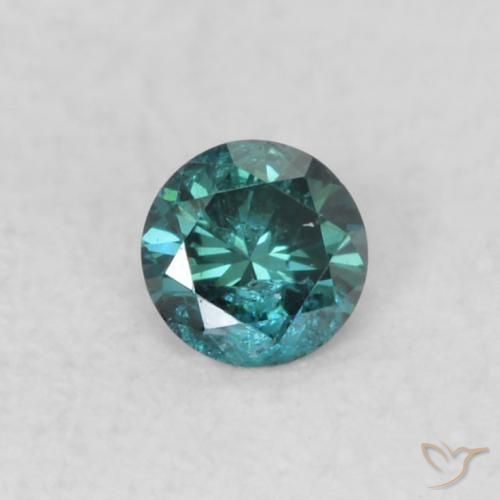 0.07ct Натуральный Синий / Голубой Бриллиант, Круглый, SI