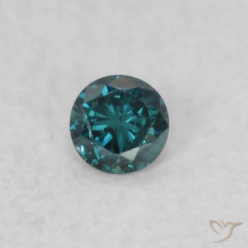 0.02ct Натуральный Синий / Голубой Бриллиант, Круглый, SI