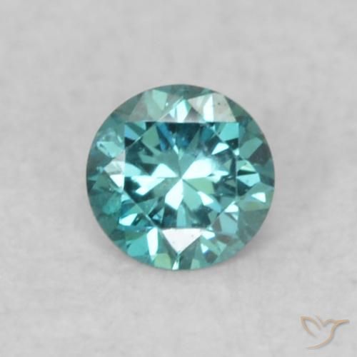 0.07ct Натуральный Синий / Голубой Бриллиант, Круглый, VS-SI
