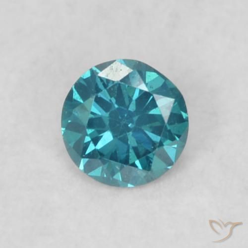0.07ct Натуральный Синий / Голубой Бриллиант, Круглый, VVS-VS