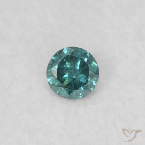 0.02ct Натуральный Синий / Голубой Бриллиант, Круглый, SI