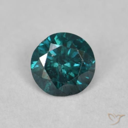 0.12ct Натуральный Зеленый Бриллиант, Круглый, SI
