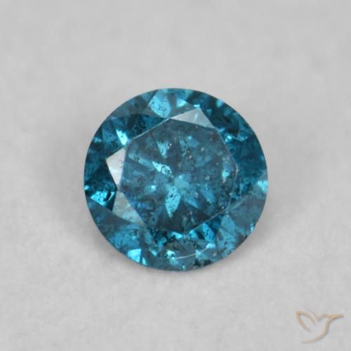 0.07ct Натуральный Синий / Голубой Бриллиант, Круглый, SI