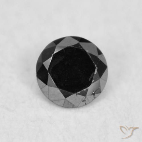 0.03ct Натуральный Черный Бриллиант, Круглый, Непрозрачный