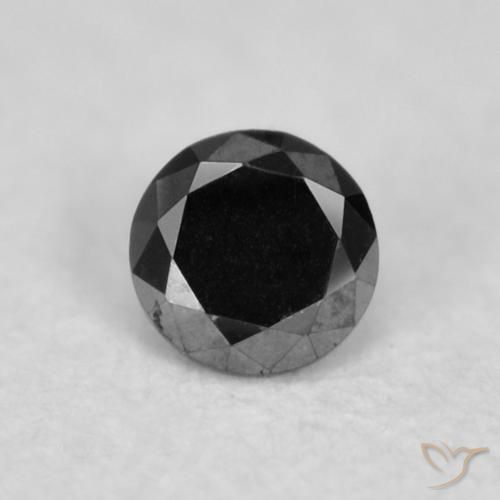 0.02ct Натуральный Черный Бриллиант, Круглый, Непрозрачный