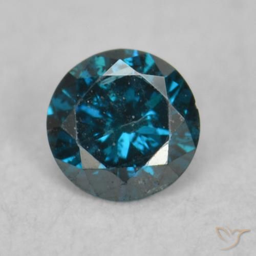 0.07ct Натуральный Синий / Голубой Бриллиант, Круглый, VS-SI