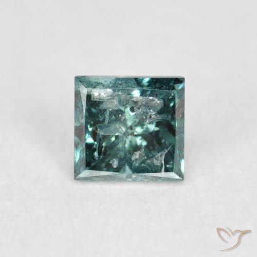 0.07ct Натуральный Зеленый Бриллиант, Квадрат, SI
