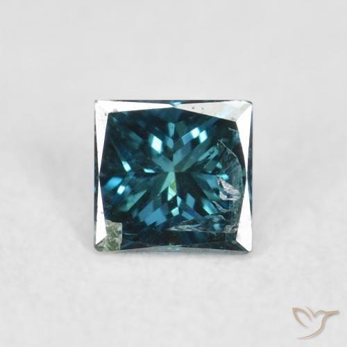 0.09ct Натуральный Синий / Голубой Бриллиант, Квадрат, SI
