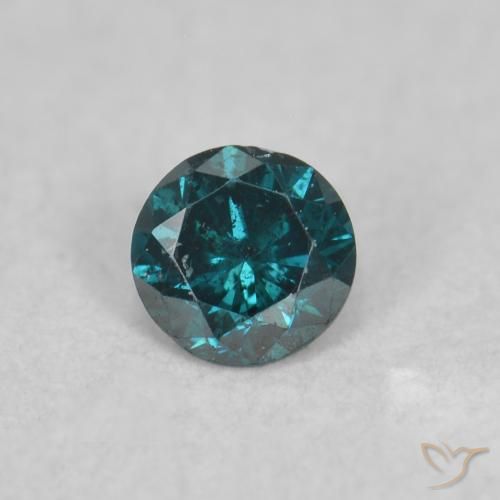 0.06ct Натуральный Синий / Голубой Бриллиант, Круглый, SI