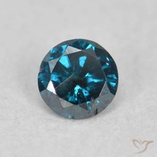 0.07ct Натуральный Синий / Голубой Бриллиант, Круглый, SI