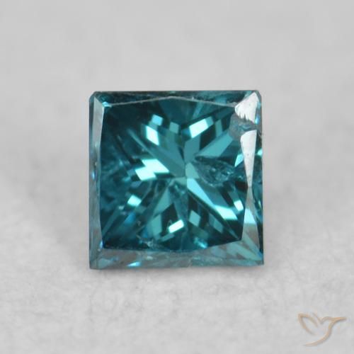 0.06ct Натуральный Синий / Голубой Бриллиант, Квадрат, VS-SI