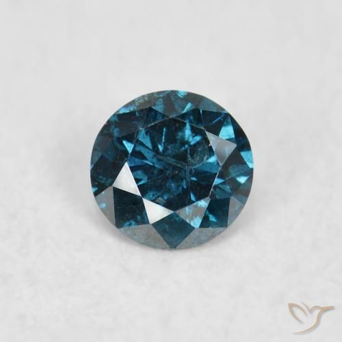 0.07ct Натуральный Синий / Голубой Бриллиант, Круглый, SI