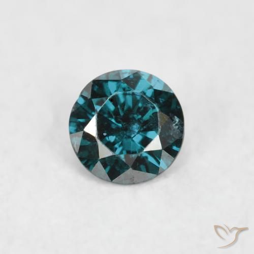 0.07ct Натуральный Синий / Голубой Бриллиант, Круглый, SI
