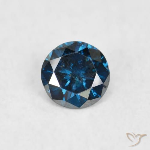 0.06ct Натуральный Синий / Голубой Бриллиант, Круглый, SI