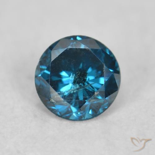 0.09ct Натуральный Синий / Голубой Бриллиант, Круглый, Чистота VS