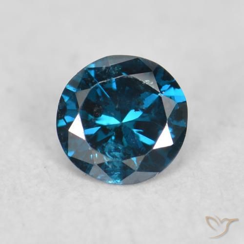 0.06ct Натуральный Синий / Голубой Бриллиант, Круглый, Чистота VS