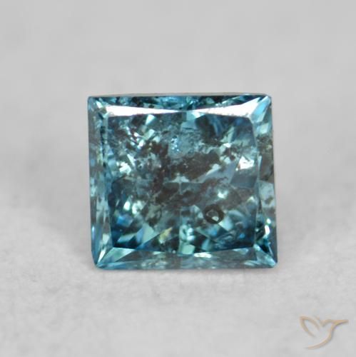 0.09ct Натуральный Синий / Голубой Бриллиант, Квадрат, SI